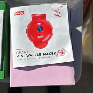 NWT Dash Heart Red Mini Waffle Maker bundle and save!